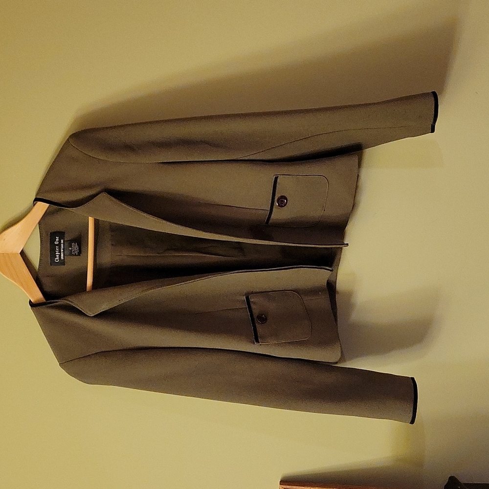 Chapter One Sportswear Inc Blazer Green  Black Trim Lined vintage EUC Size 6